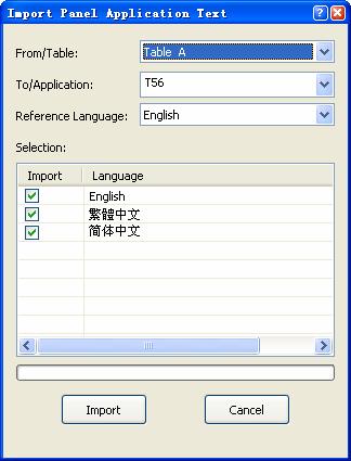 2 Icon Imports texts from the selected table to a panel application in the same project.