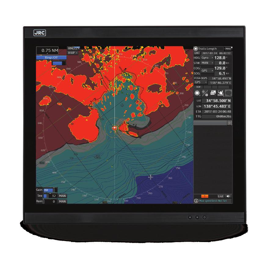 The system is running on the latest JRC-designed signal processing technology allowing radar images to effortlessly run faster and more efficiently than ever before.