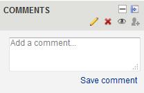 Comments The Comments block allows students (and staff) to add text comments. They simply click in the text box to add their text and then click on the Save comment link to post to the block.