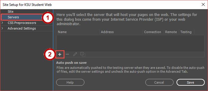 To Define the Remote Server The following instructions will explain how to continue setting up the Remote server for your Dreamweaver site: Note: This section will explain how to set up your remote