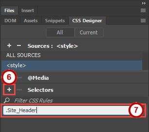 In the CSS Selectors section, click the + sign to add a Selector to your style sheet (See Figure 43). 7.