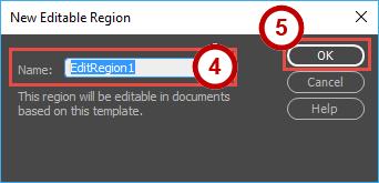 Figure 70 - Insert Panel: Editable Region 4. The New Editable Region window will appear.