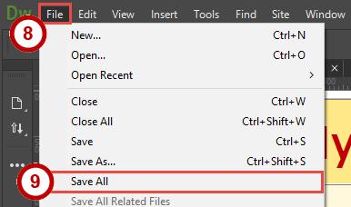 When finished adding your navigational menu links, in the Menu bar, click File (See Figure 94). 9. Click Save All (See Figure 94).
