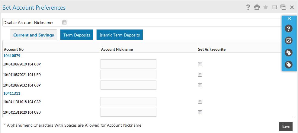 Preferences Field Name Set As Favorite [Optional, Check Box] Select the check box against the transactions that you want to set as favorite transactions.