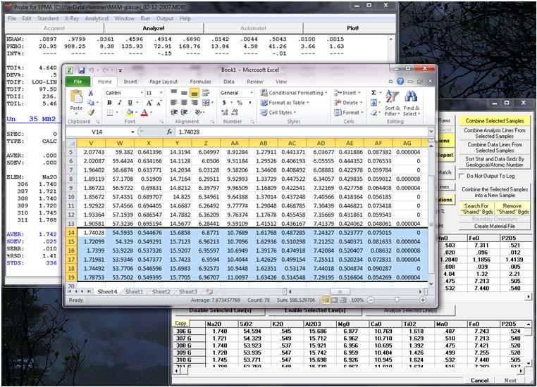Output any or all data and calculations to plots or Excel spreadsheets! Manual or automatic linking to Excel spreadsheets. Export standard, unknown or wavescan data to Excel.