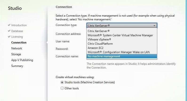 Provide connection details to the platform that will host virtual machines created by MCS (Machine Creation Services) New with XenApp 7.
