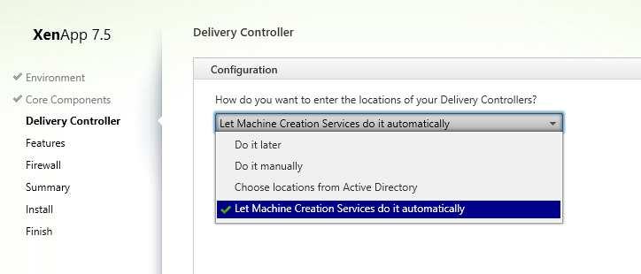 # Screen capture Instructions New in XenApp 7.5 When using MCS, the Delivery Controller is autoconfigurable on the VDA.