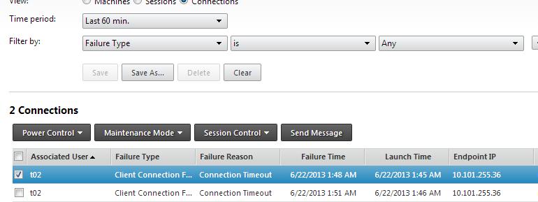 # Screen capture Instructions Failure reason, client version, server group, end-user