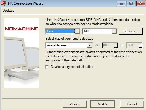 Note: Selecting the NX Client for Windows icon will launch the NX Connection Wizard.