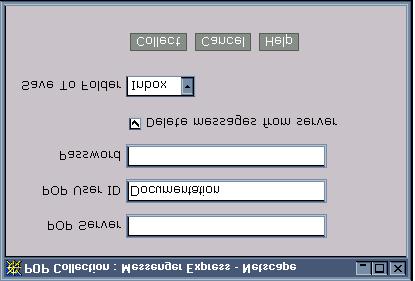In the POP Server dialog box type the server address of the email account you want to access (for example, www.hotmail.com). Type your username for the account In the POP User ID dialog box.