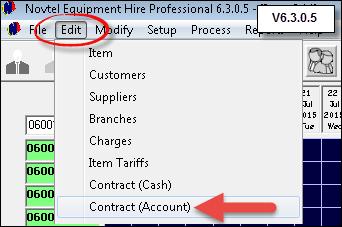 42 11 Novtel Toilet Hire Step 10 - Creating Contracts There are 2 types of Contracts that can be created in Novtel: Cash Contracts For on the spot payment Account Contracts - Account Customers will