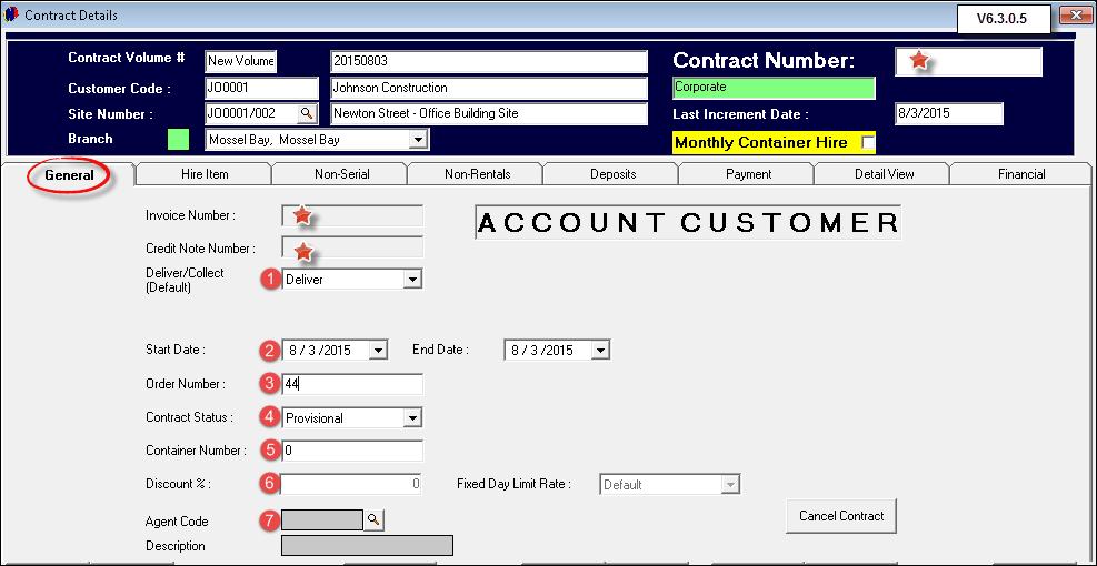 Step 10 - Creating Contracts 45 Please note that the "Contract Number, Invoice and Credit Number" fields are blank for now 1.