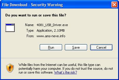 Click the link to download the driver. When presented with the option to either Run or Save, click Save and specify a location for the file to be saved to.