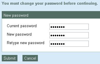3. Step Three: Change your Password 3.1. 3.2. 3.3. 3.4. After you have logged in for the first time you must change your password before continuing.