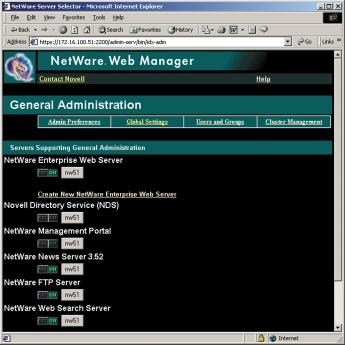 FIGURE 1: THE MAIN WEB MANAGER SCREEN systems) to transfer files between the server and their workstation.