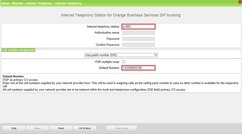 In the next dialog the customer SIP user data will be configured. Click on [Add].