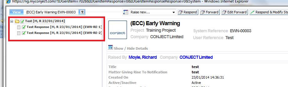 Click on the Sys Ref, Title, Contents or Reason for Issue to open and view the Early Warnings.