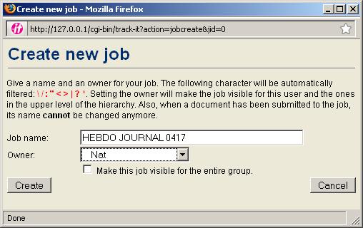 Note If you are using the PrePage-it Printer or PrePage-it Upload to submit jobs, refer to the section Printing tools on p.34. Create a job name 1.