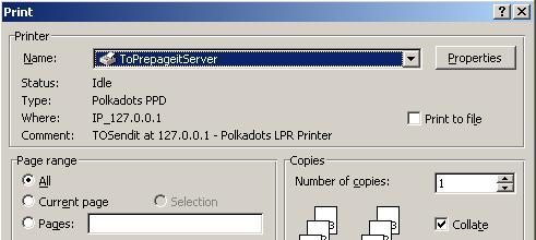 Print using ToPrePageitServer Tip To automatically open the