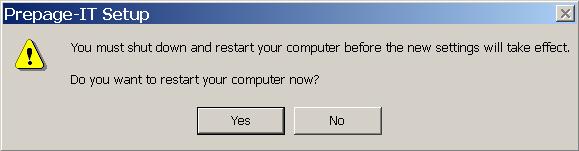 9. If prompted to do so, you must restart the computer (see Warning below). The Installer only prompts you to reboot when necessary.