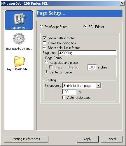 Figure 61 Windows Desktop Printer Page Setup Tip If you have a desktop shortcut for your Windows Desktop Printer, you can access the above dialog box by double-clicking the desktop shortcut. 3.