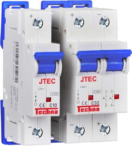 Jtec DC Miniature Circuit Breaker JTEC DC MCBs LOAD The Jtec DC circuit breaker allows usage on DC circuits upto 220Vdc in a single pole and 440Vdc with two poles in series configuration.