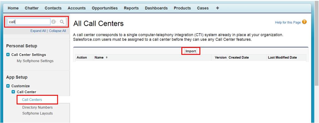 Step 2 - Import the Call Center Definition into Salesforce Log into