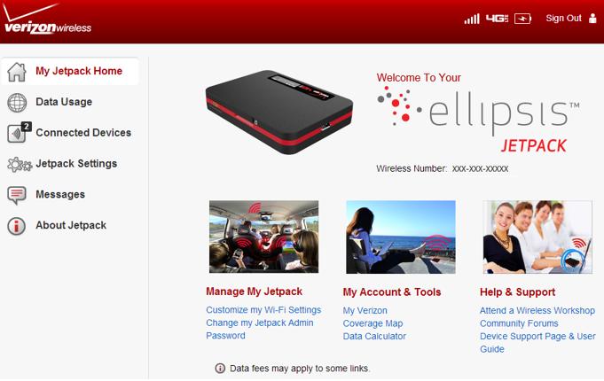 My Jetpack Home The My Jetpack Home page allows you to quickly access commonly used links and all available menu options for your Jetpack.
