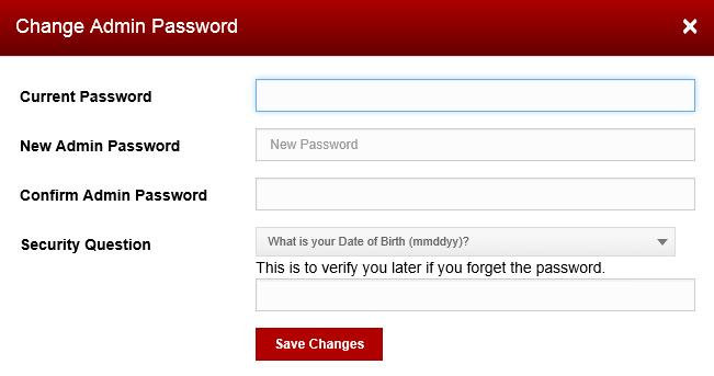 3 Enter your current Admin Password in the Current password field. 4 Enter your new password in the New Admin password field. 5 Re-enter your new password in the Confirm Admin password field.