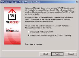 1. The VZAccess Manager software setup automatically launch when you complete initial setup.
