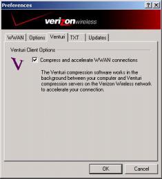 VZAccess Manager from Verizon Wireless VZAccess Manager Settings Venturi Tab The last WWAN specific option is the Venturi tab (Tools Preferences Venturi tab): The Venturi compression software works