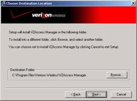 To install and use this product you must agree with the terms of the VZAccess Manager License