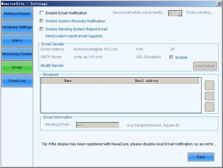 Figure 5-69 Email setting 5.9.7 Email Log : Add the receiver. : Edit the receiver. : Delete the receiver.