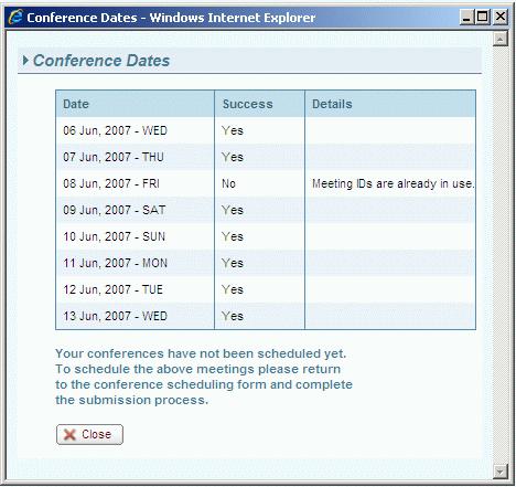 34 Web Browser Interface Note: If the first conference is not a working day, the working day option is not available. a In the End After field, define the number of conference occurrences.
