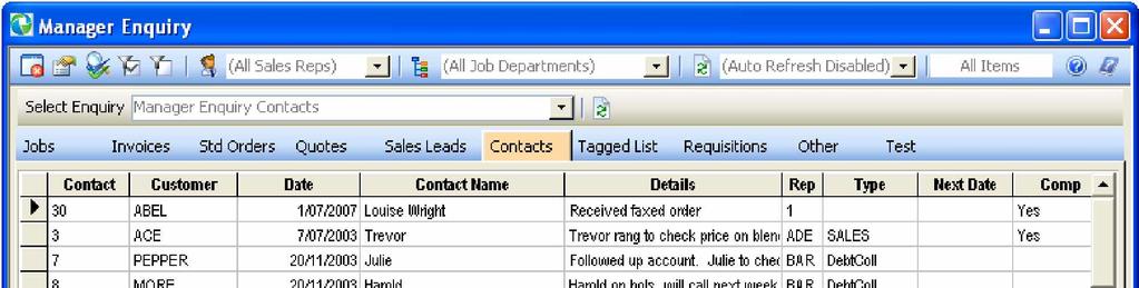 Double Click on the Contact field for the contact you want to update. This will take you directly to the contact history for the customer.