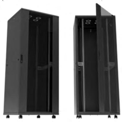 Solid side and rear panel with cylindrical lock and latches D42S66B 19" STANDING NETWORK CABINET 42U 600X600mm, BLACK 455,00