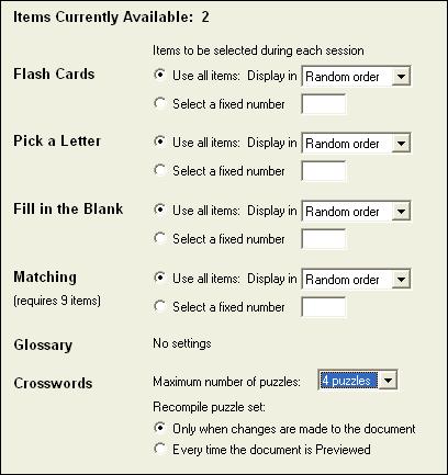 2 2 Multiple Choice Activities For Quiz activities, users may select whether all items will be displayed and if those items will be displayed in random order or in file order.