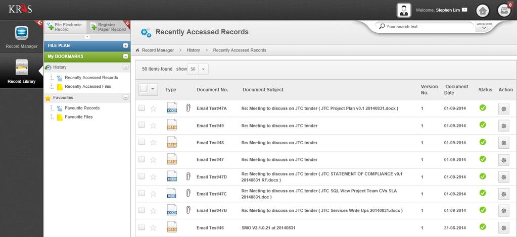Recently Accessed Records Save time: hassle free to