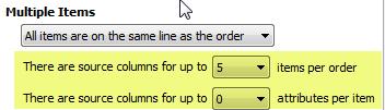 All items are on the same line as the order - If all of the items are listed on the same row as the order information in your input file, then this is the option for you.