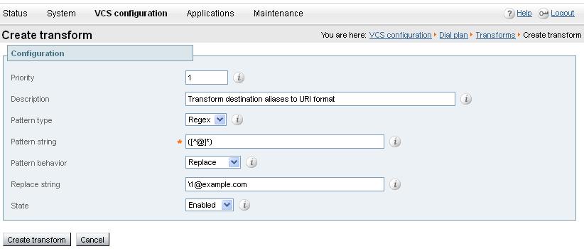 Routing configuration Step 6: Transform configuration The pre-search transform configuration described in this document is used to standardize destination aliases originating from both H.