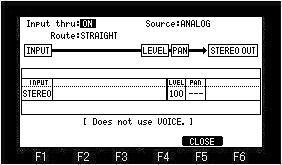 (It is one voice when L or R is select by MODE.) Please press [SHIFT]+F6 (InTHRU) button or press the [WINDOW] button in the THRU field.