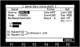 - 44 - Real Time Pitch Shift A pitch shift can be performed on real time. (+/ - 1 octave ) Please press F5 (P. SHIFT) button, pressing the [SHIFT] button on a main screen.