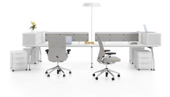 Ad Hoc team workstation with height-adjustable cured aluminium bench legs,