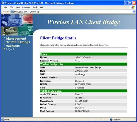WiFi Setup Guide Step 2: Configure the Bridge For point to multi-point installations repeat this procedure with the IP address labeled on the Bridge unit. Setup and configure the hardware 1.