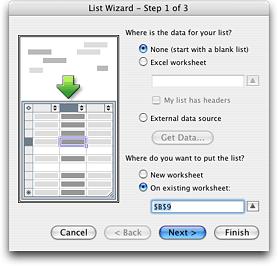 Creating lists and charts Excel wizards help you create professional-looking lists and charts. The wizards provide a variety of formatting options. Create a list A list is a set of rows and columns.