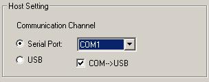 3. Select the COM port that your PC will use (Figure 2-2). Figure 2-2 Select UART Connection 2.2.3 Switch from UART to USB NOTE This feature is only available for the operations of Flash programming/dumping/erasing on i.