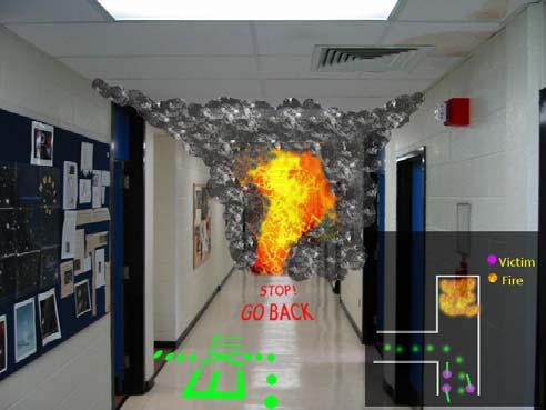 Smart Paint Example Network senses & reacts to the fire Detects {temperature, smoke, O2, CO2, people Determines {fire region(s), safe region(s), exit path Action {display path w/ warnings, notify