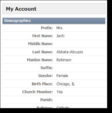 Cornerstone Household: Introduction to Cornerstone: For Parents PAGE 18 2. From the drop down menu, select My Profile. Your account profile appears.