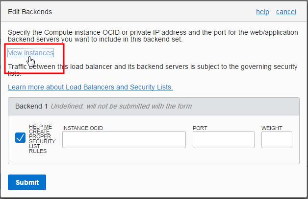 CHAPTER 7 Getting Started with the Load Balancing Service a. In the dialog, click View Instances. A new Console br
