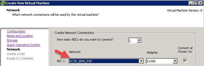 Select the PXE network we defined earlier.